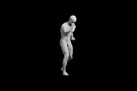 Mannequin crouching in black studio Stock Illustration