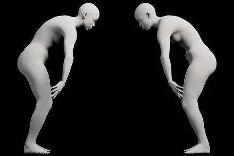 Mannequin crouching grid studio Stock Illustration