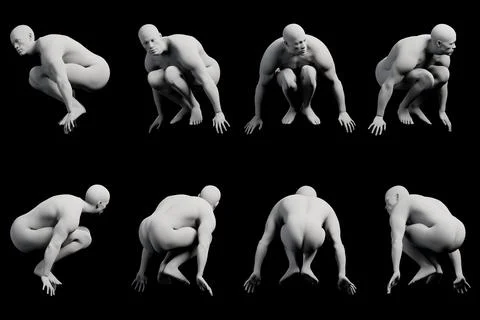 Mannequin crouching multi-view collage Illustrazione stock