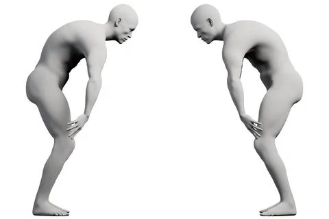 Mannequin crouching in studio Stock Illustration