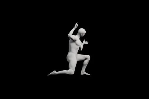 Mannequin dancing in black studio Illustrazione stock