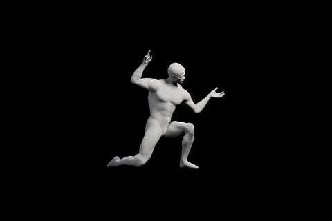 Mannequin dancing energetically in black studio Illustrazione stock