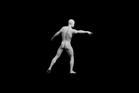 Mannequin dancing energetically in black studio Stock Illustration