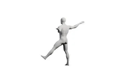 Mannequin dancing energetically in white studio Stock Illustration