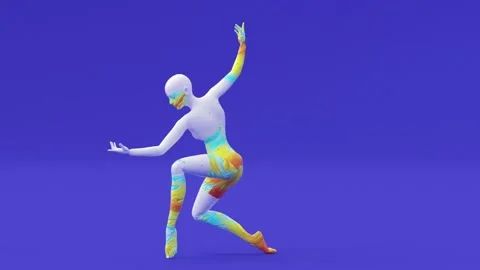 Mannequin dancing model, beautiful happy lady with color artistic stain Stock Footage 193722876