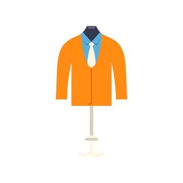 Mannequin displaying stylish orange jacket, shirt, and tie Иллюстрация