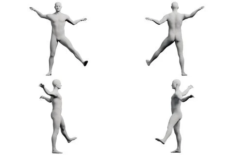 Mannequin in dynamic poses on matte white background Stock Illustration