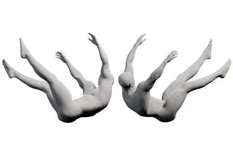 Mannequin in dynamic poses on matte white background Stock Illustration