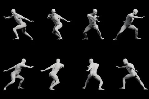 Mannequin figure dynamic action sequence Stock Illustration