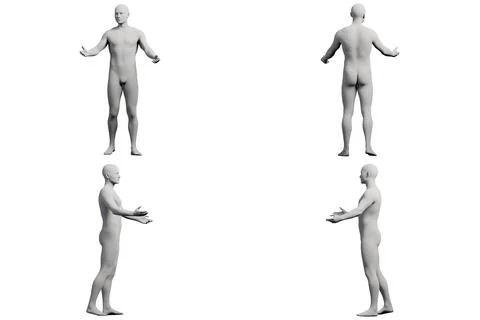 Mannequin figure model in 4-view collage Stock Illustration