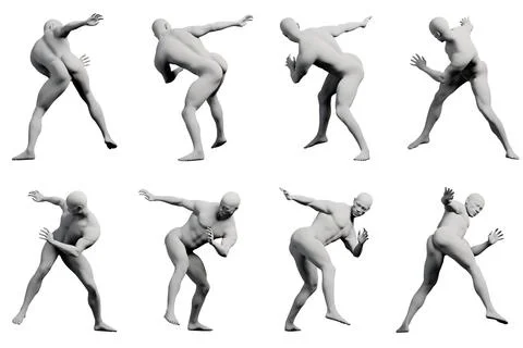 Mannequin figure model dynamic action sequence 3D render イラスト素材