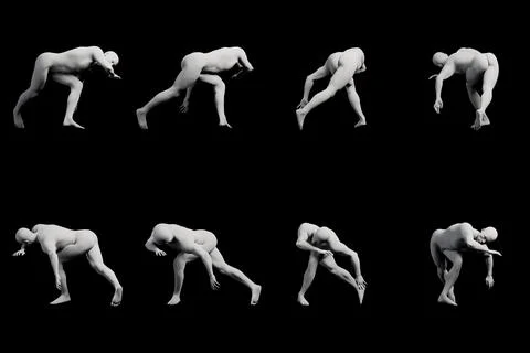 Mannequin figure model dynamic jump studio background Stock Illustration