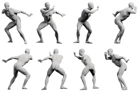 Mannequin figure model dynamic pose sequence Stock-Illustration
