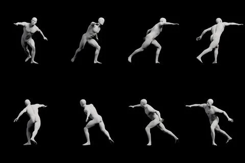 Mannequin figure model dynamic running sequence Stock-Illustration