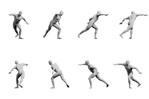 Mannequin figure model dynamic running sequence Stock-Illustration