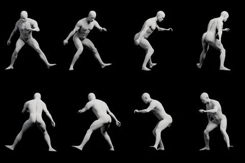 Mannequin figure model dynamic running sequence Stock Illustration