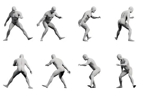 Mannequin figure model dynamic running sequence Stock Illustration