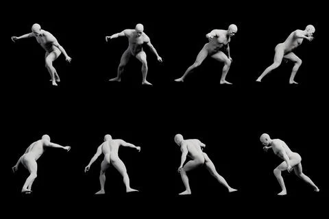 Mannequin figure model dynamic running pose Stock-Illustration