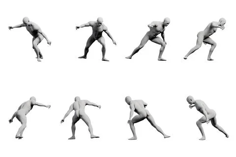 Mannequin figure model dynamic running pose Stock Illustration