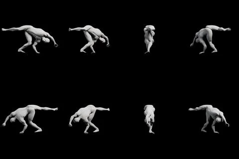 Mannequin figure model grid collage black background Stock Illustration