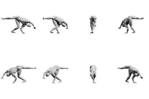 Mannequin figure model grid collage white background Stock Illustration