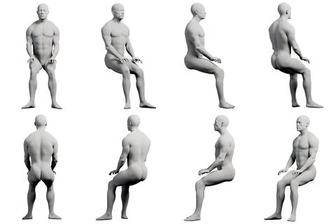 Mannequin figure model multi-view collage white studio Stock Illustration
