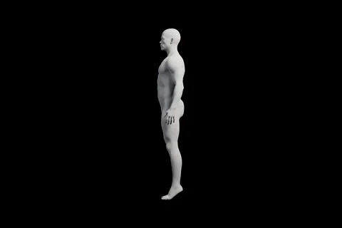 Mannequin figure model side view black background Stock Illustration