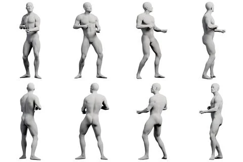 Mannequin figure model standing with hands apart white background Stock Illustration