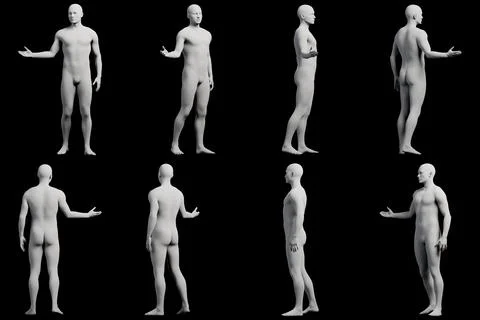 Mannequin figure model in various poses Stock Illustration