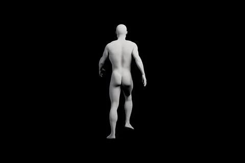Mannequin figure standing back view matte black background Stock Illustration