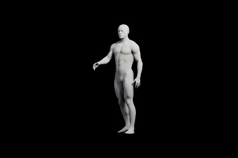 Mannequin figure standing in black studio Stock Illustration