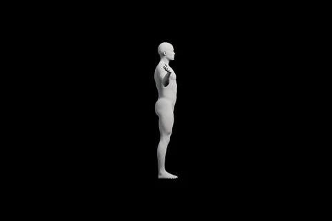 Mannequin figure standing side view matte black background Stock Illustration
