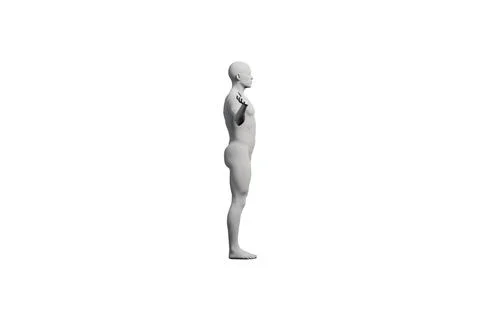Mannequin figure standing side view matte white background Illustrazione stock