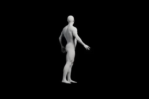 Mannequin figure standing side view black background Illustrazione stock