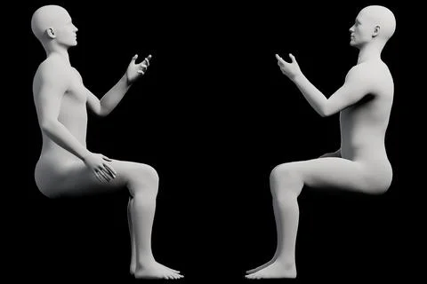 Mannequin gestures in black studio 스톡 일러스트