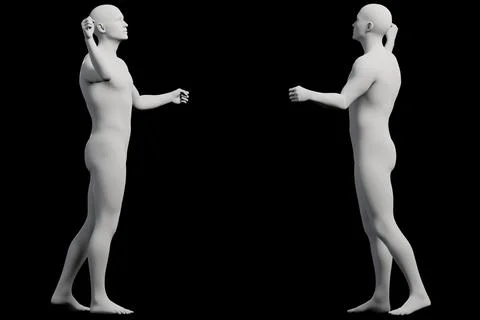 Mannequin gestures in black studio Ilustração Stock