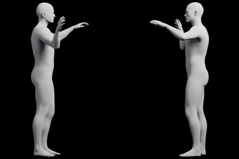 Mannequin gestures in black studio Ilustração Stock