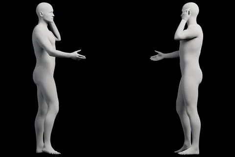 Mannequin gestures in black studio Stock Illustration