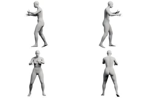 Mannequin gestures in white studio Stock Illustration