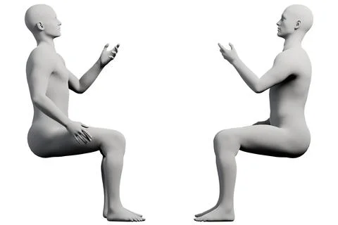 Mannequin gestures in white studio Stock Illustration