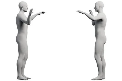 Mannequin gestures in white studio Ilustração Stock