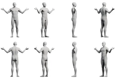 Mannequin gestures in white studio Stock Illustration