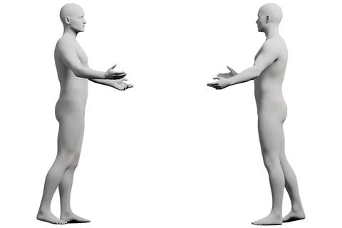 Mannequin gestures in white studio Stock Illustration