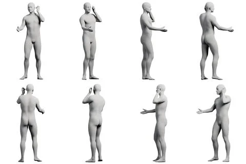 Mannequin gestures in white studio Stock Illustration