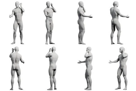 Mannequin gestures in white studio Stock Illustration