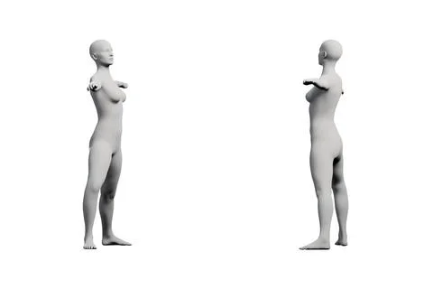 Mannequin gestures in white studio Stock Illustration