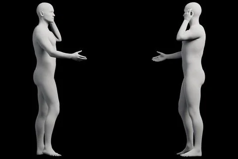 Mannequin gesturing in black studio Stock Illustration