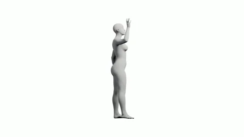 Mannequin gesturing confidently against white backdrop Stock Footage 335437893