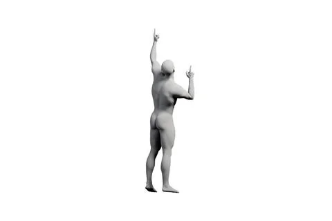 Mannequin gesturing confidently in a black studio Stock Illustration