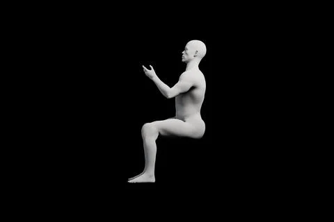 Mannequin gesturing confidently in a black studio Stock Illustration
